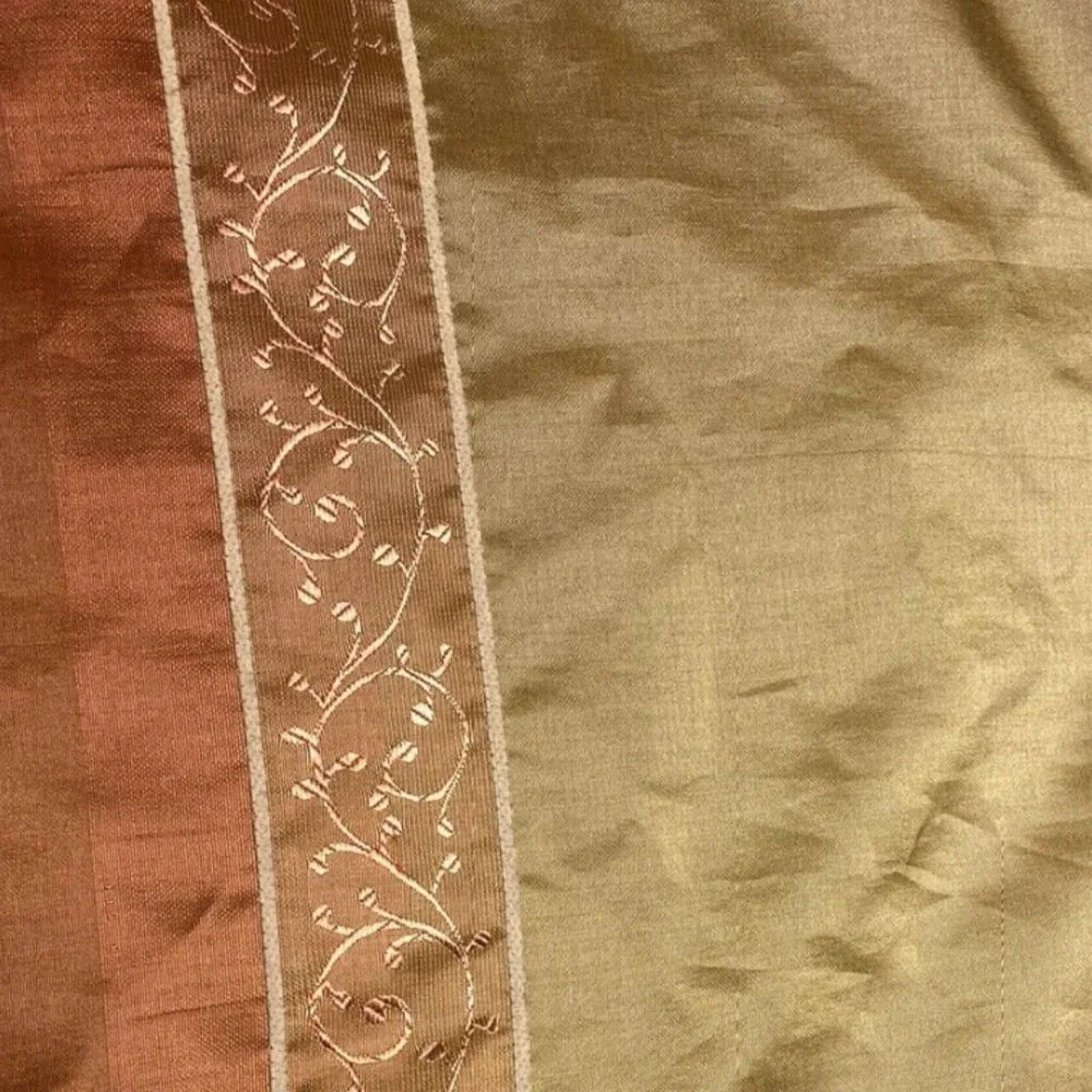 2 Luxury Faux Silk Valances Orange Brown Curtains